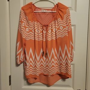 Orange and white blouse